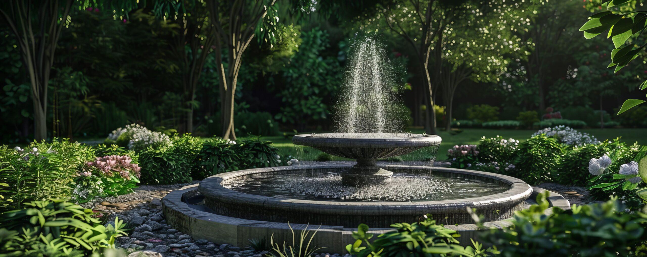 Ein Brunnen, welcher einen Wasserstrahl in die Luft schießt