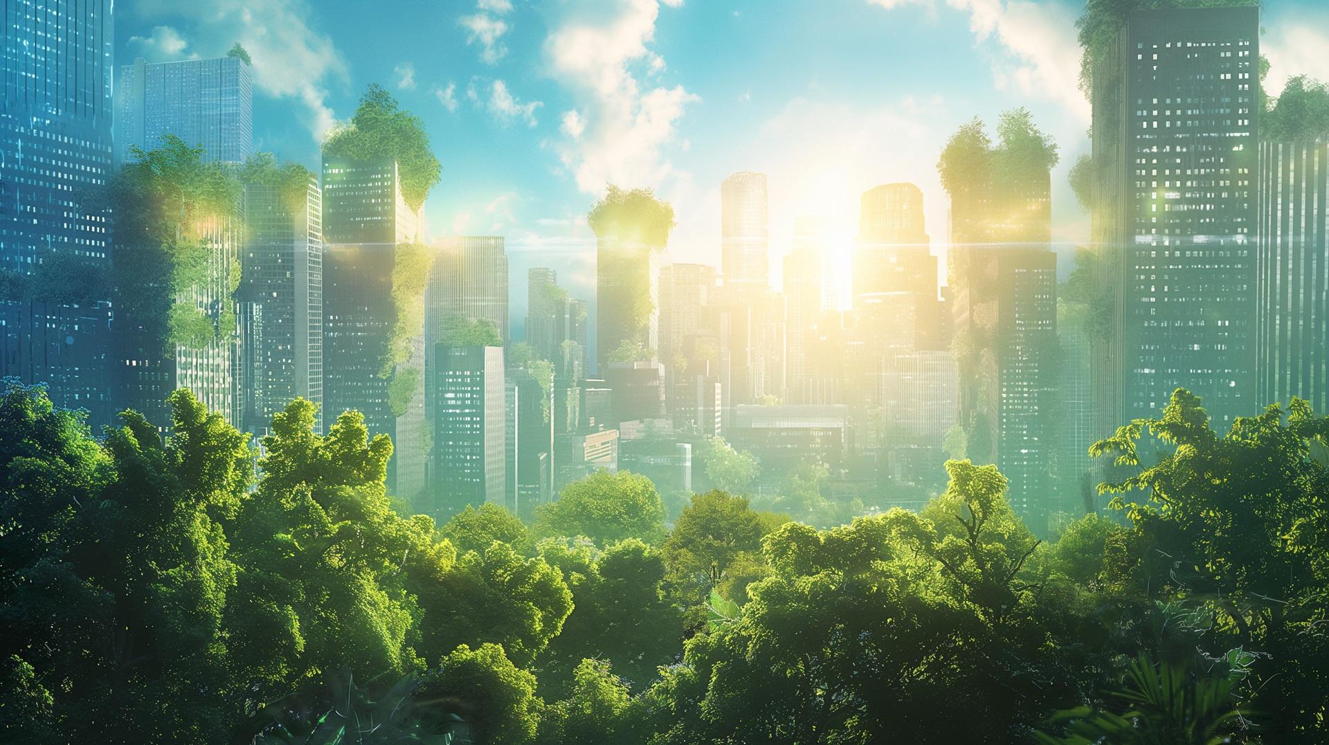 Begrünte Skyline mit Sonnenlicht | Baumschule Stellenangebote